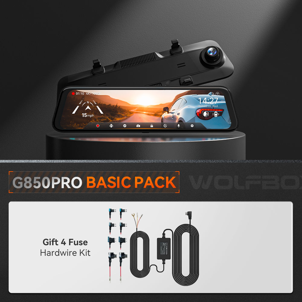 WOLFBOX G850Pro 4K Wifi ADAS Front and Rear Mirror Dash Cam