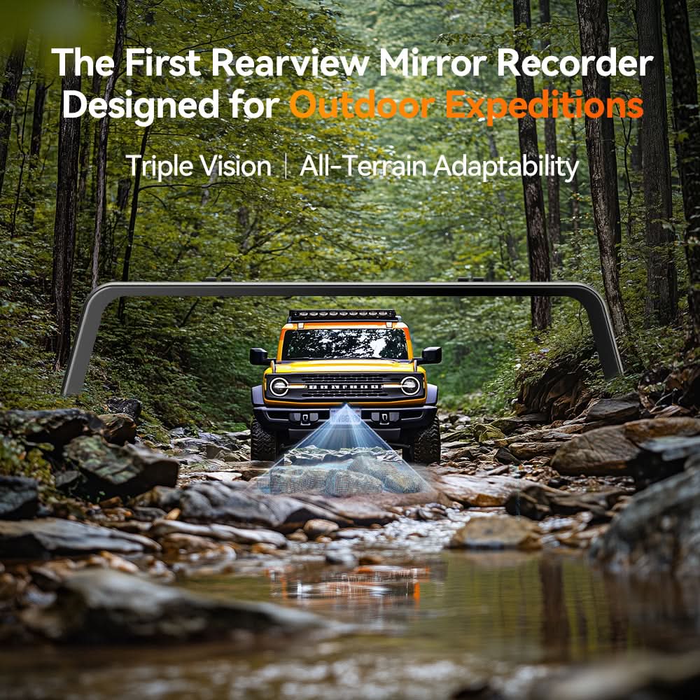 WOLFBOX G900 TriPro Bumper Version 3 Channel Rearview Mirror Cam