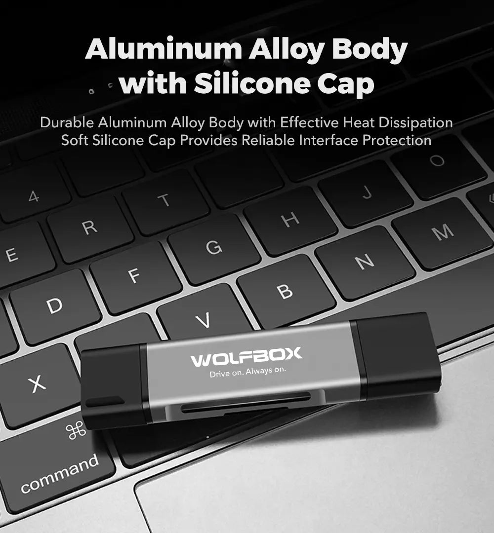 WOLFBOX 2-in-1 Card Reader with USB-C&USB-A Interface